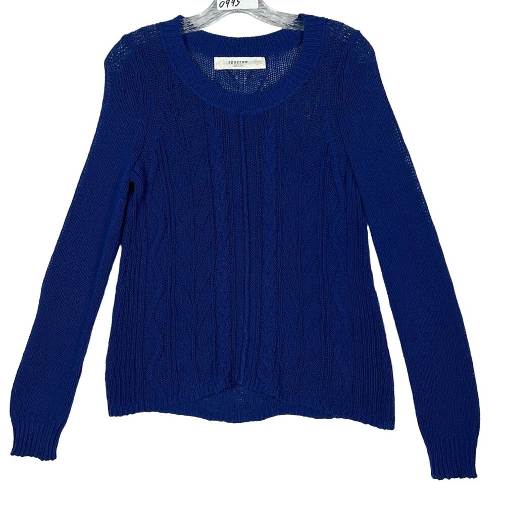 Sparrow by Anthropologie Sweater Womens M Blue Long Sleeve  Open Cable Knit